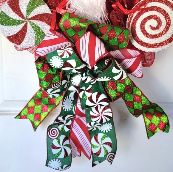 Christmas Santa Chef Wreath Deco Mesh Candy Canes Baker - Picture 8 of 9
